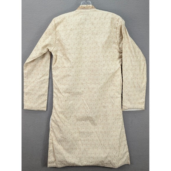 Ainit Ethnicwear Kurta Mens Elegant Cream Embroidered Indian Pakistani Size S/M? - Picture 8 of 12